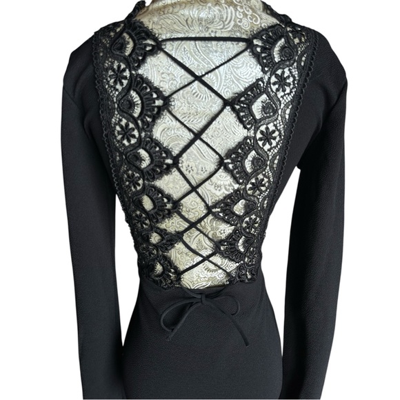 Retro Pinup Lace Bodycon Stretch Sexy Black Party Cardi B Date Dress Size 10 - Picture 4 of 6